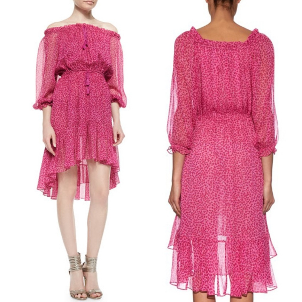 Diane von Furstenberg Pink Chiffon Midi Dress NWT
